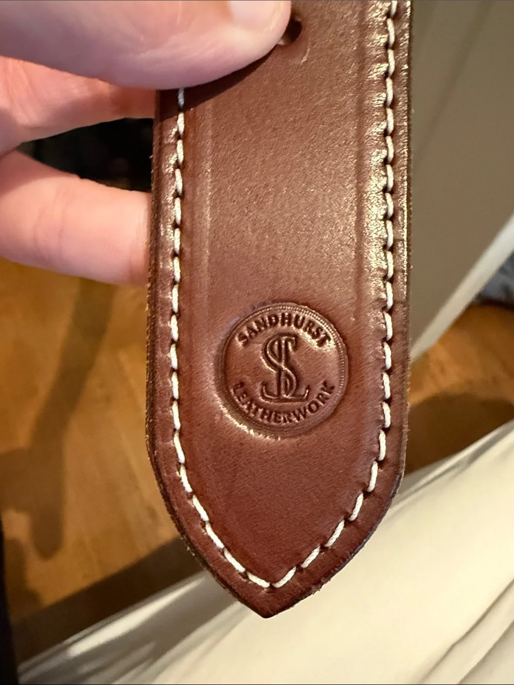 Brand new! Leather Show Belt with Gold Stirrup Buckle - Brown